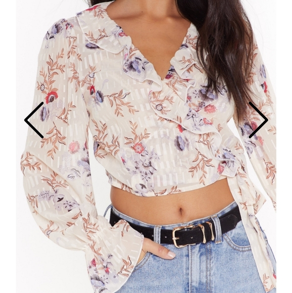 Nasty Gal sheer floral wrap blouse - Picture 2 of 7